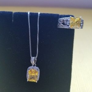 Genuine Citrine necklace & ring